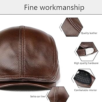 Amazon.com: Men's Adjustable Leather Newsboy Hat Beret Hat Driving